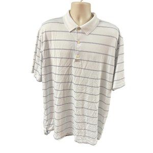 Greg Norman Mens 2XL Short Sleeve White Striped Athletic Polo Golf Shirt